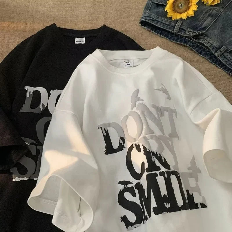 تي شيرت كاجوال جديد 8XL بأكمام قصيرة ورقبة دائرية وطبعة حروف DONT Pigeon، فضفاض بنمط كلاسيكي مناسب للرجال