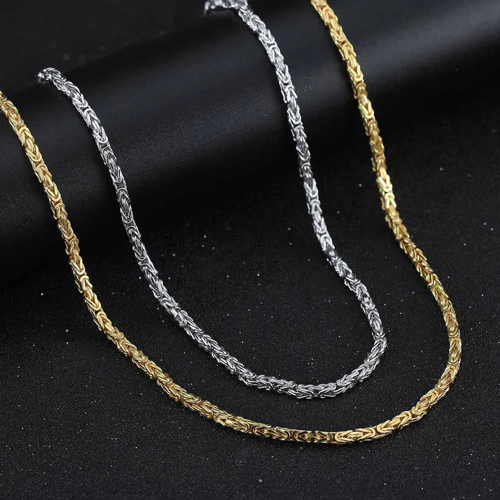 100% 925 Sterling Silver 2.5mm Flat Byzantine Link Chain Necklace for Women Italian Dainty Silver Jewelry SC79