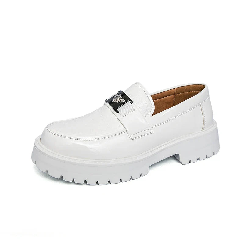 2026 Fashion Bee Design Men's Leather Shoes Thick Sole Luxury  Slip On Loafers Comfort Fashio Business Party Formal Dress Shoes