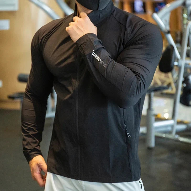 Men's Running Training Elastic Coat Outerwear Gym Tights Jacket Outdoor Cycling Sweatshirt Dry Fit Breathable Compression Tops