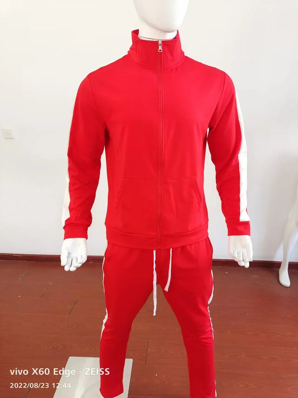 2025 Spring Autumn Men's 2-Piece Set Color Blocking Zipper Stand Collar Casual Sports Jacket Sweatshirt Trousers Suit