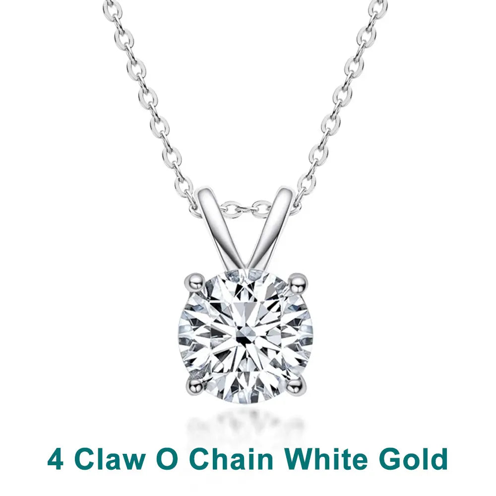 1-5 CT Moissanite Necklace Solitaire Pandent GRA Certified Dainty s925 Sterling Silver 18k Classic Necklaces for Women
