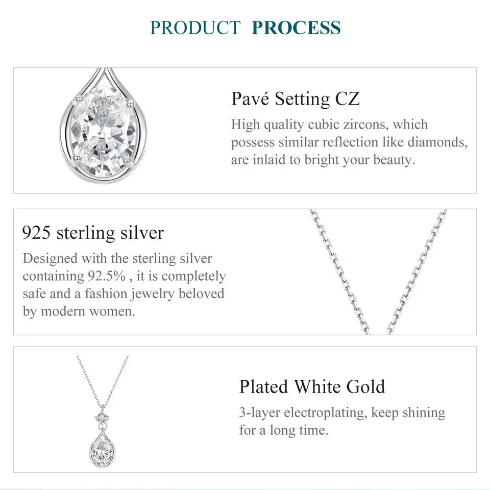 925 Sterling Silver Necklace for Women Cubic Zirconia Round Cut Pendant Necklace Dainty Jewelry Gifts for Women BSN402