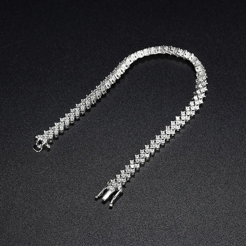 2025 New In Rhombus Shape Full 1.2mm D Color Moissanite Tennis Bracelet For Women 925 Silver Diamond Link Chain Bracelets