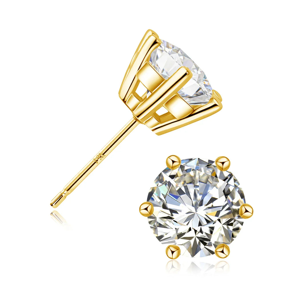 100% Real Gold 14K Moissanite Earrings Pendant Necklace Ear Stud For Wedding Engagement Valentine's Day Jewelry Set Gift
