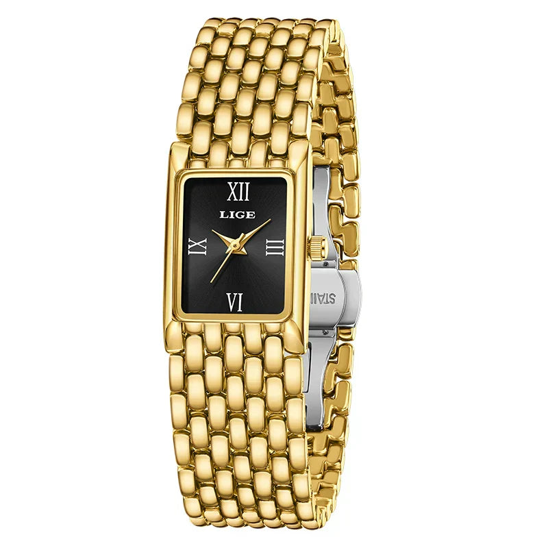 2025 New Gold Women's Watch Luxury Quartz Watch Stainless Steel Bracelet Retro Fashion 30M Waterproof Watch for Women reloj