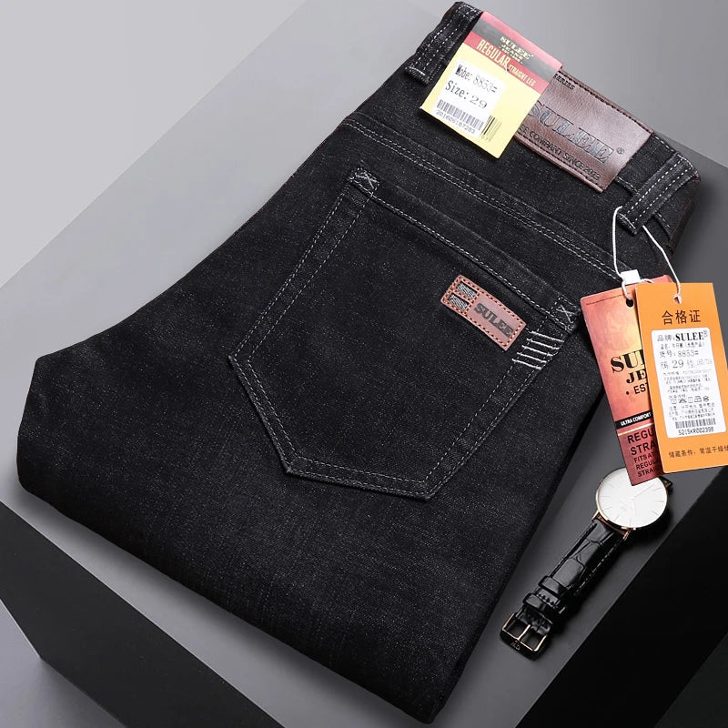2025 Men's Casual Thin And Lightweight  Skinny Jeans Trousers Tight Pants Solid Colors