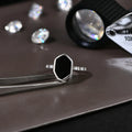 Hexagon Black Onyx Rings for Women Men Moissanite Side Edge S925 Silver 18K White Gold Plated Party Daily Jewelry Gifts