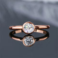 18K Gold Plated Solitaire Ring 0.5CT Bezel Moissanite Rings for Women Real Silver 925 sterling Promise Engagement Jewelry