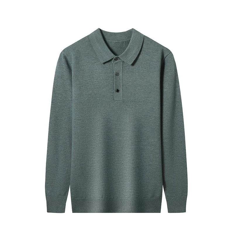 Fashion Autumn And Winter New Cashmere Sweater Men's High Quality Pullover Casual Loose POLO Knitted Bottom Shirt Jacket Shirt