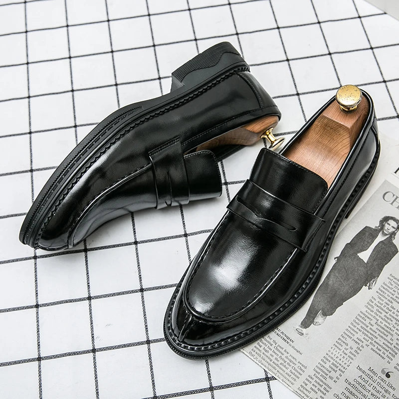 Premium Silver Business Shoes Men's Oxford Shoes Leather Brand Loafers Slip on High Quality Wedding Loafers Soft Sole Dress Shoe