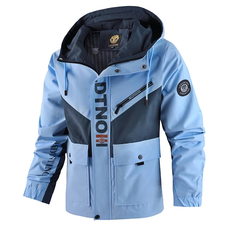 Oversized Color-Block Tactical Jacket - Waterproof, Brand Logo Multi-Pocket, Heavy-Duty for Outdoor Exploration & Daily Fashion