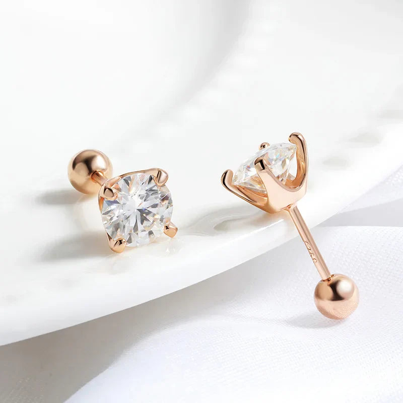 0.5CT 1CT 2CT Certified Moissanite Stud Earrings for Women Sparkling D Color Lab Diamond 100% 925 Sterling Silver Jewelry