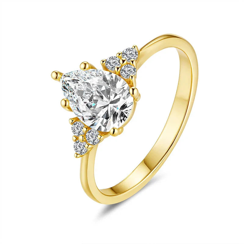 6*9mm Pear Cut Test Passed Moissanite Ring for Women D Color Vintage Wedding Jewelry Lab Diamond 925 Sterling Silver Band