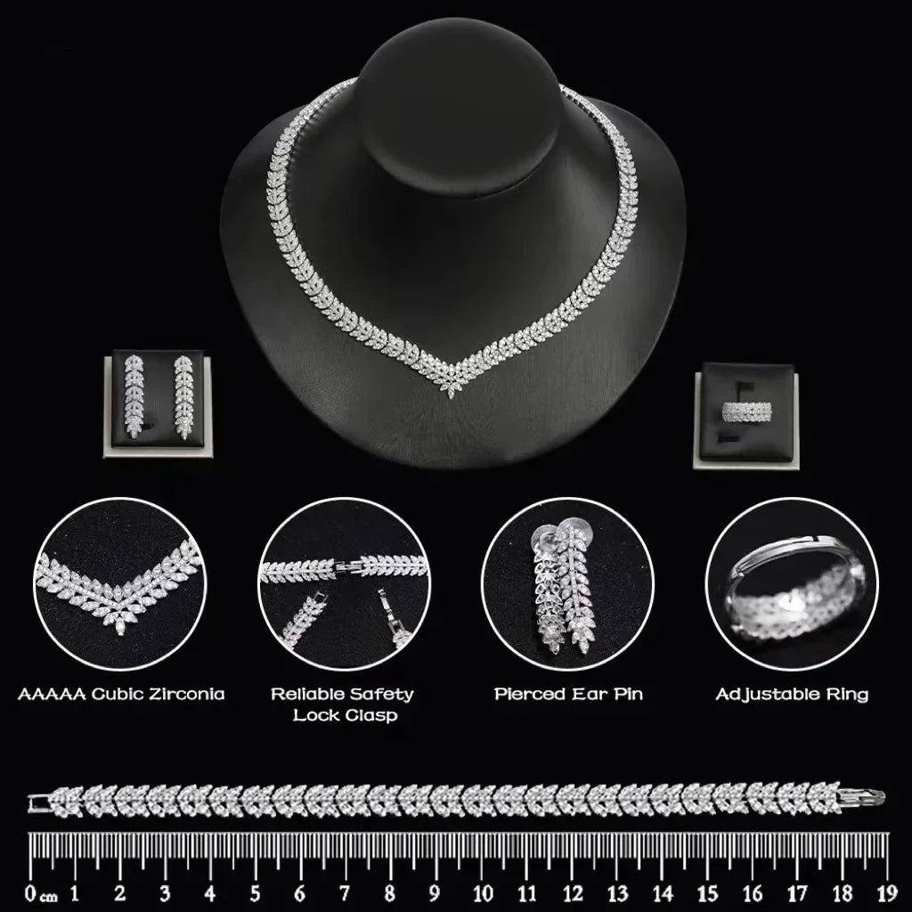 Elegant gold-plated Dubai jewelry set, suitable for women's party gifts, simple and elegant UAE wedding bride 4-piece jewelry se