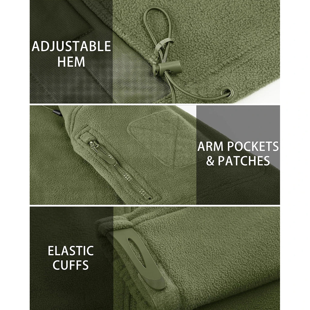 Fall Winter Men's Hooded Fleece Jacket Full Zip Up Soft Warmth Windproof Coat Outdoors Working Hiking Fishing Outerwear