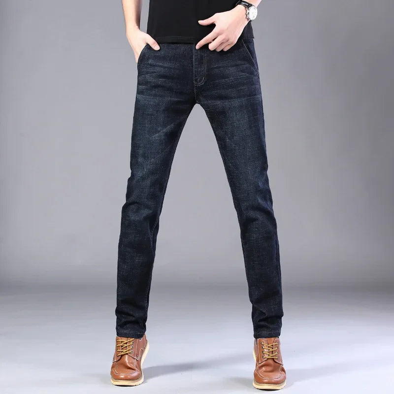 Men's Spring Season Su Lee Loose-fit Straight-leg Versatile Casual Trendy Denim Trousers Business Casual Long Pants