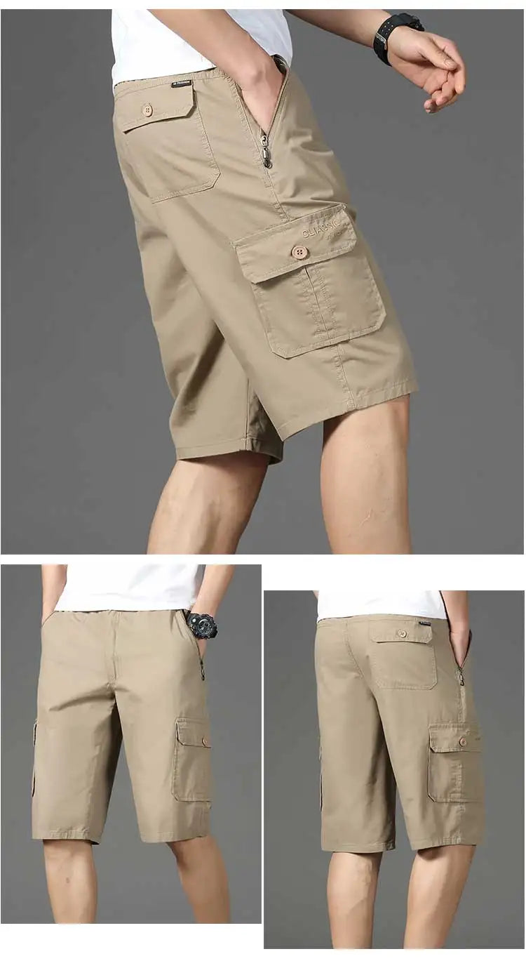 2026 New Men's Cotton Shorts Pants Male Summer Breathable Solid Color Cargo Shorts Fitness Streetwear