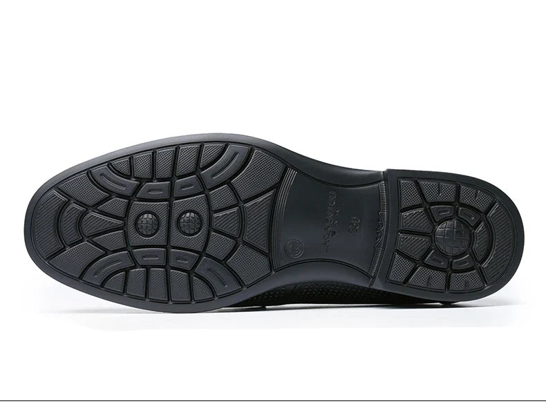 LAORENTOU men's bean shoes, genuine leather hollow out breathable business casual dad leather sandals, soft soled loafers10790DW