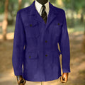 Men's Classic Velvet Blazer Single Breasted Wool Blend Hunting Coat with Four Pockets Snowflake Print plus Size Sport Coat