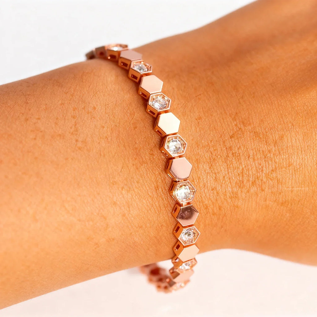 Jewelry Embellished with Premium Swarovski Crystals Bracelet  for Women Quality Brass with 18K White Gold Plated