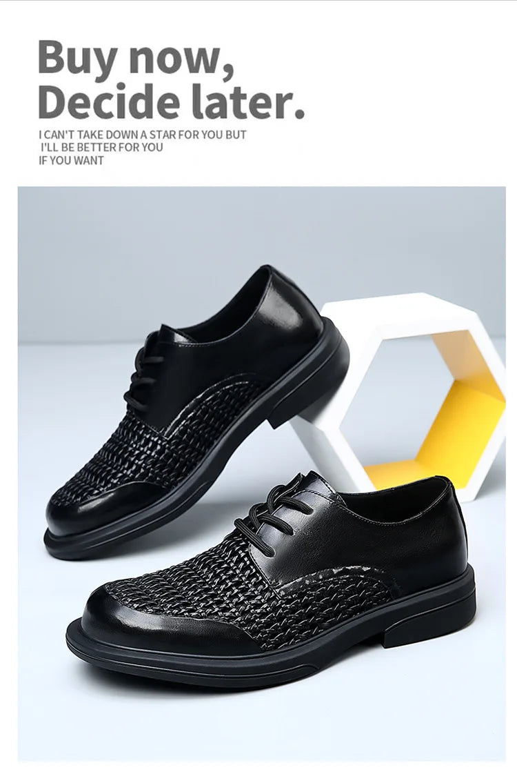 Summer Hallow Breathable Elegant Shoes Man Black Fashion Business Casual Shoe Male Lace Designer Leather Shoes for Men