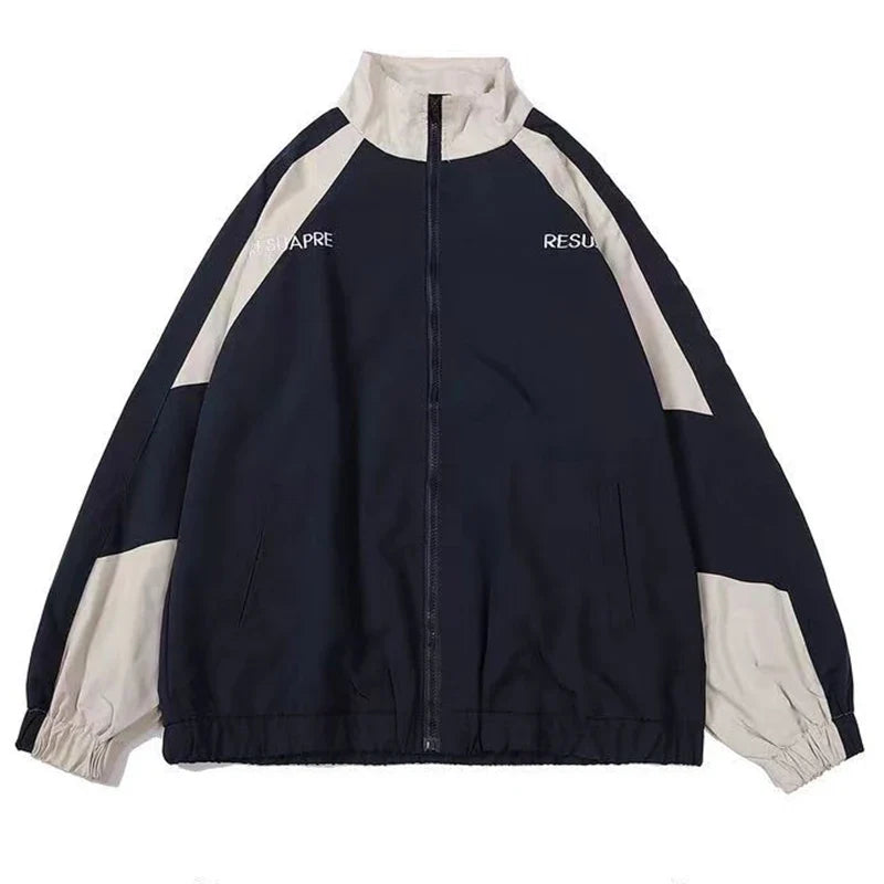 Men High Street Patchwork Color Black Windbreaker Coats Hip Hop Varsity Jacket Women Spring Autumn Thin Fashion College Jackets