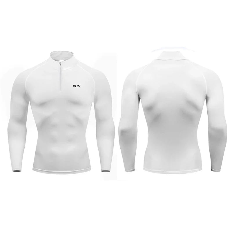 Compression Tight Autumn Quick Dry Polos Shirts Gym Bodybuilding Muscle Long Sleeve T-shirts Mens Fitness Sport Trainning Polos