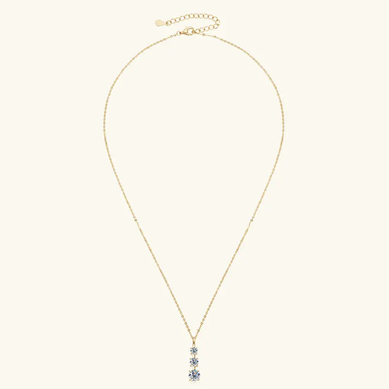 Certified D Color Three Stone Moissanite Pendant Necklace Collar Plata 925 Sterling Silver Necklaces for Women Jewelry