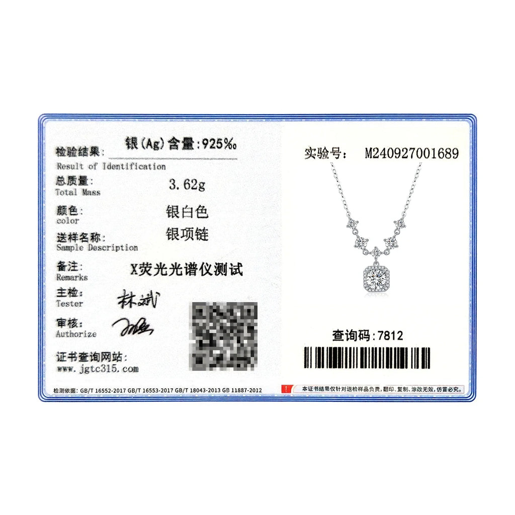 1CT D Color Moissanite Necklace 925 Sterling Silver Luxury Halo Charm Pendant Necklace For Women Bridal Wedding Jewelry