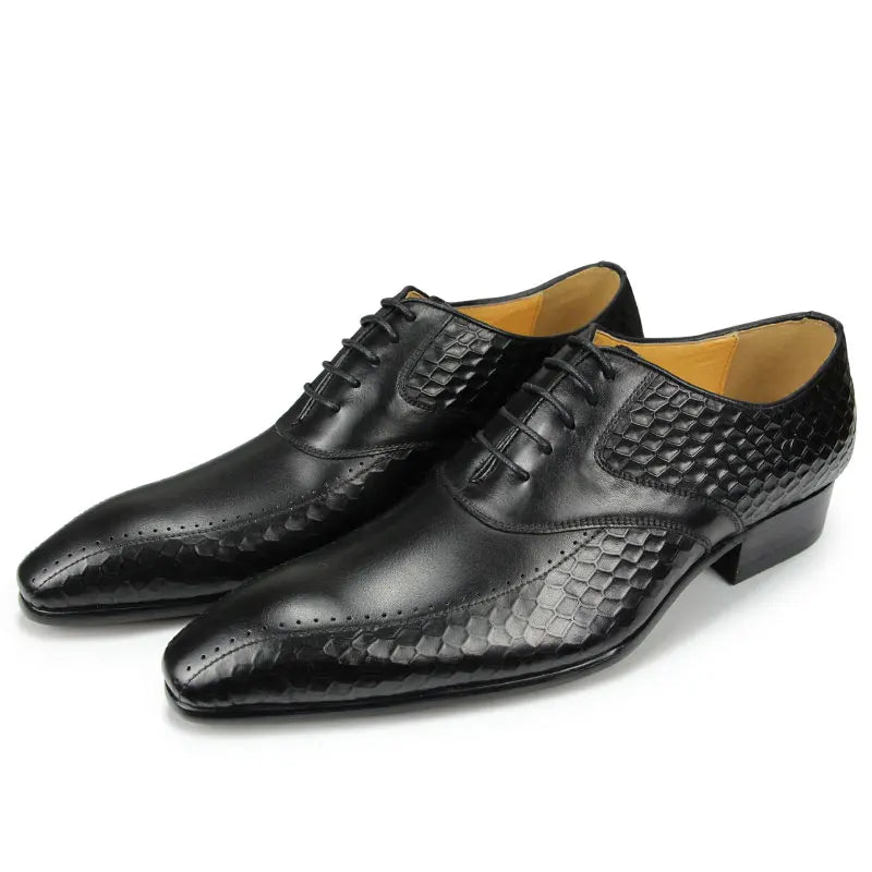 Luxury Men's Leather Shoes Leather Breathable Business Formal Shoes Wear Slip Casual Shoes High-end Height Increasing Lace Up