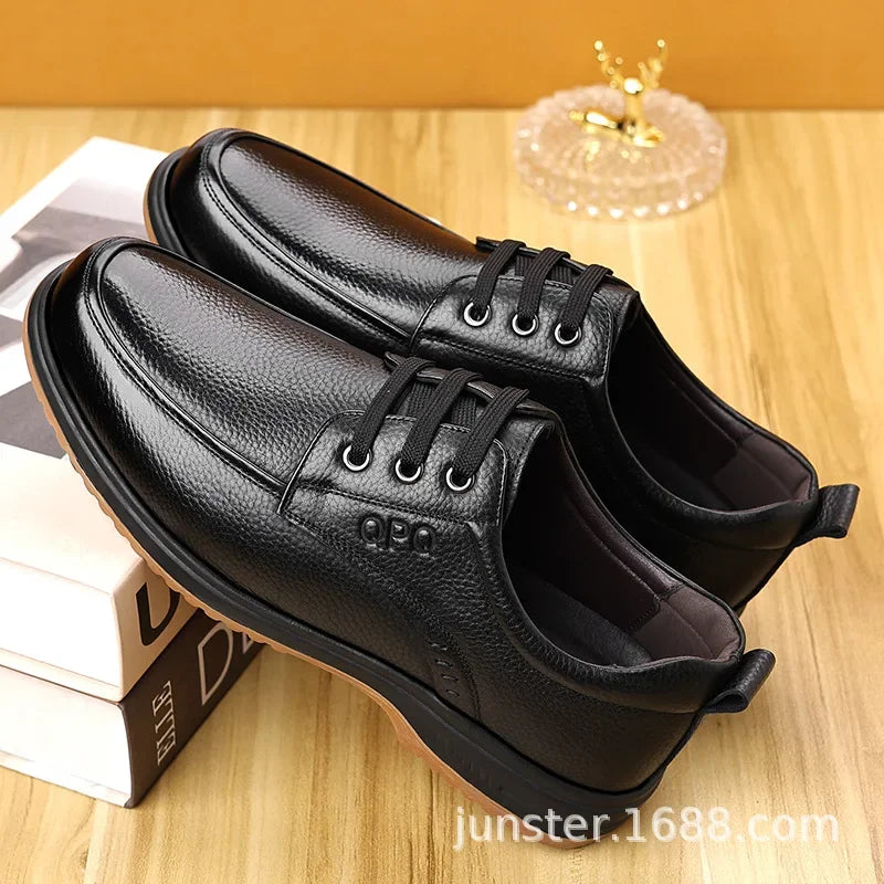 Men’s leather business casual shoes breathable soft sole spring autumn