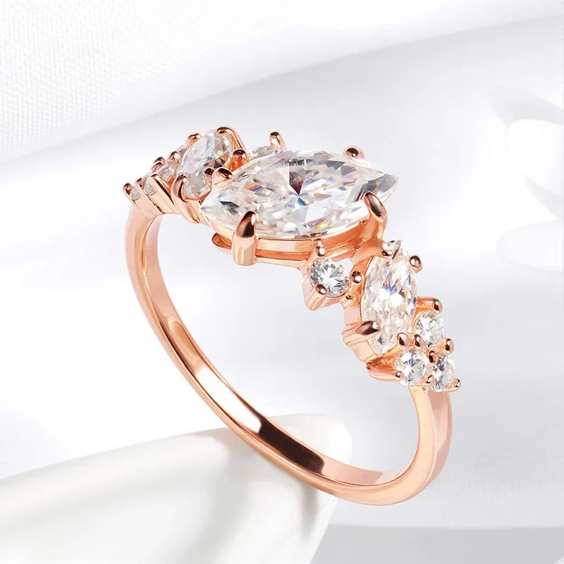 1.84cttw Marquise Cut Moissanite Wedding Ring for Women Luxury Quality Sterling Silver 925 Lab Diamond Band Certified