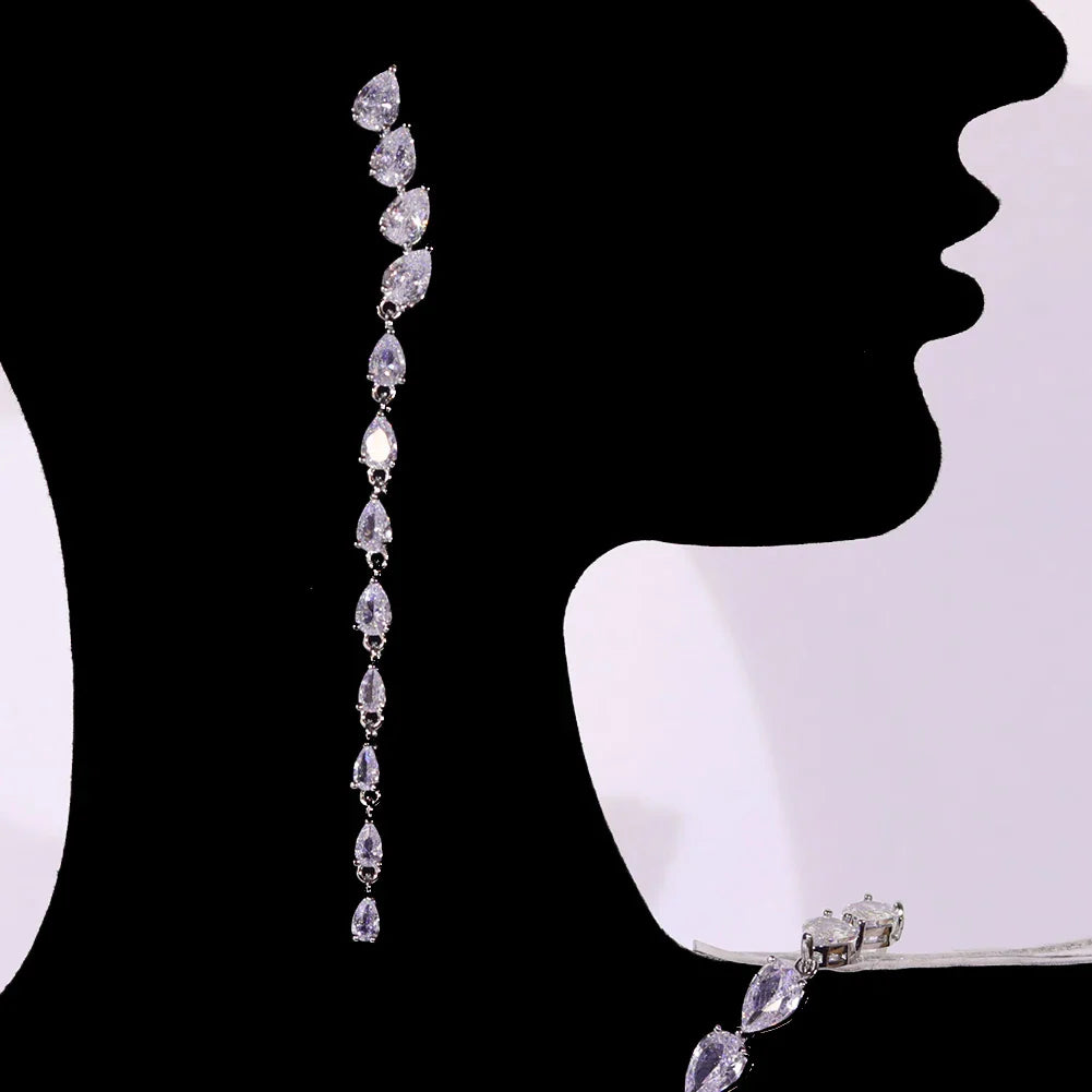 2024 Fashion Zircon Pendant Choker Water Drop for Women Vintage Clavicle Chain Crystal Collar Necklace Bridal Jewelry Sets Gift