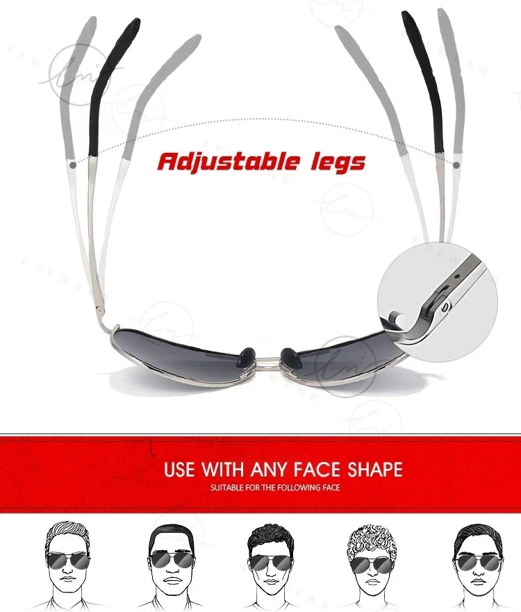 Classic Pilot Sunglasses Polarized Man Anti-Glare Safe Driving Glasses Woman Fishing Goggles Unisex UV400 Gafas De Sol