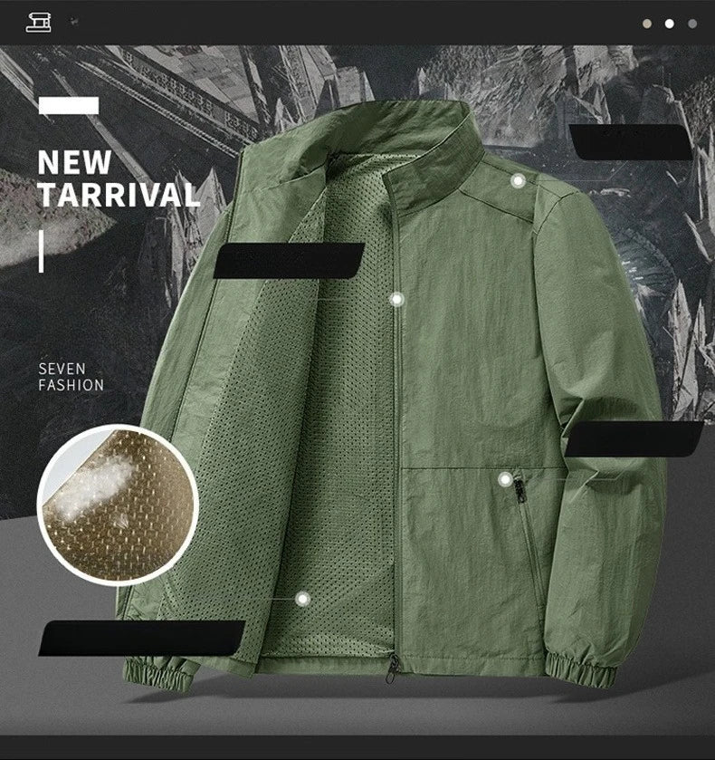 Autumn Breathable New Men's Jackets Outdoor Sports Loose Korean Casual Coat Man Stand Up Collar Classic Solid Color Windbreaker