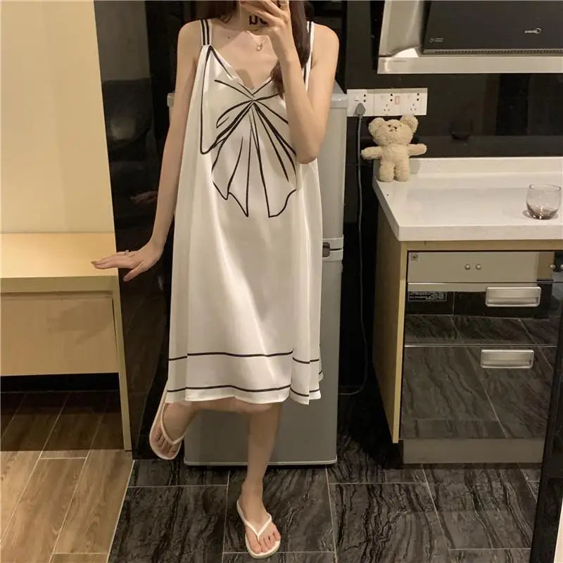 Sexy Sleeveless Printing Loose Mini Dress Women Clothing New Thin All-match Youth Elegant Dresses Fashion Temperament Summer