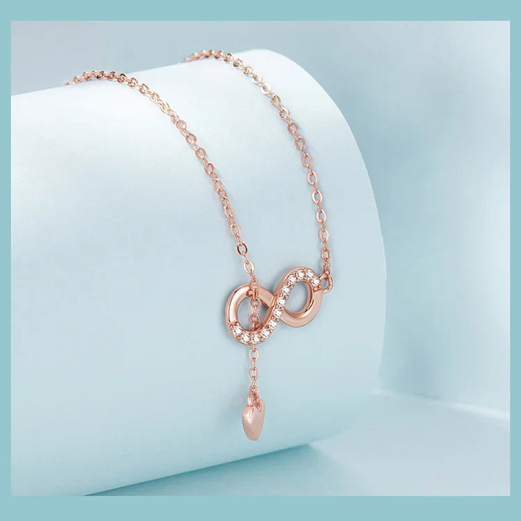 100% 925 Sterling Silver Infinity Love Pendant Necklaces Forever Love Neck Chain for Women Gift Fine Jewelry SCN223