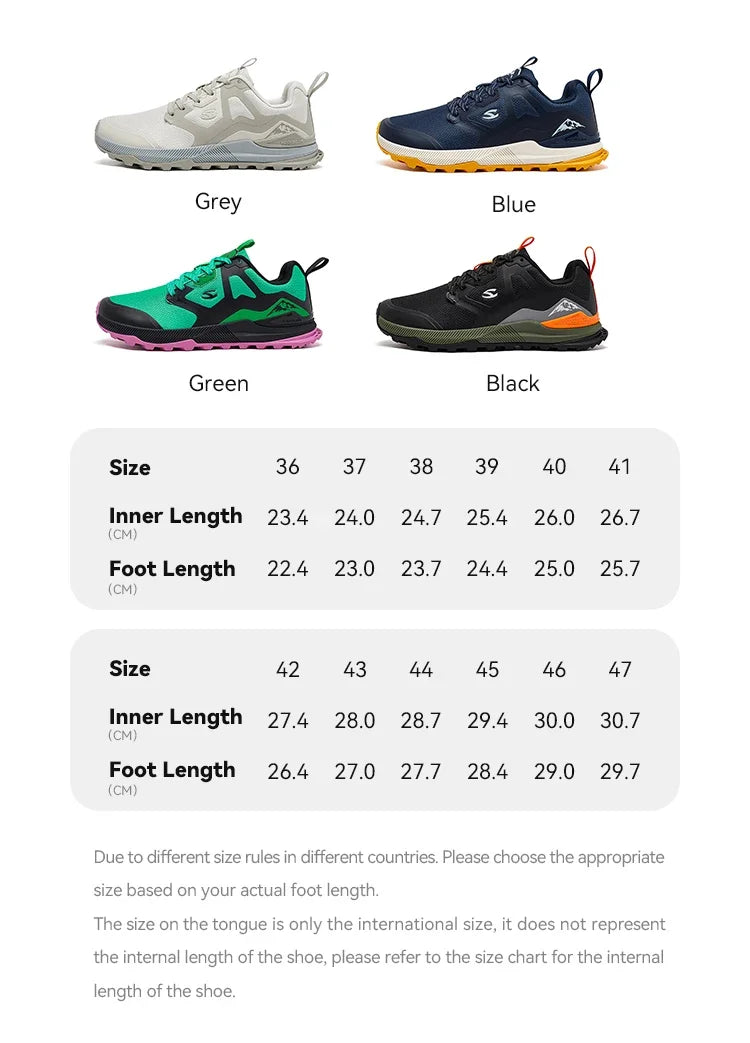 Unisex Hiking Sneakers Lace-Up Walking Shoes Outdoor Travel Artificial Leather Sneakers