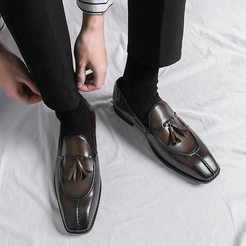 Fashion Shoe Office Shoes for Men Casual Shoes Breathable Leather Loafers Mens Driving Moccasins Comfortable Slip on 2023 Brown