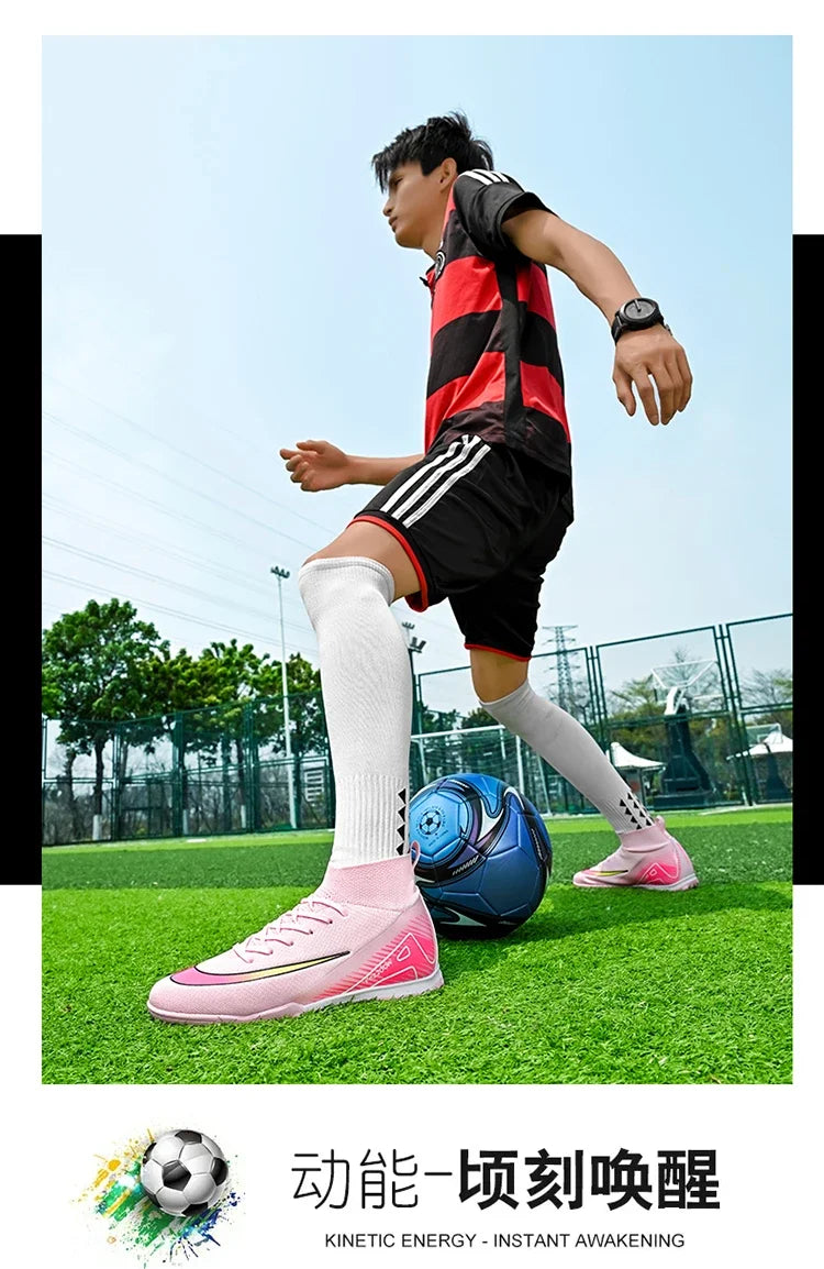 New Men Football Boots Match Long Spikes Soccer Shoes Cleats Boys Comfortable Training Sport Adult Breathable Outdoor Non Slip