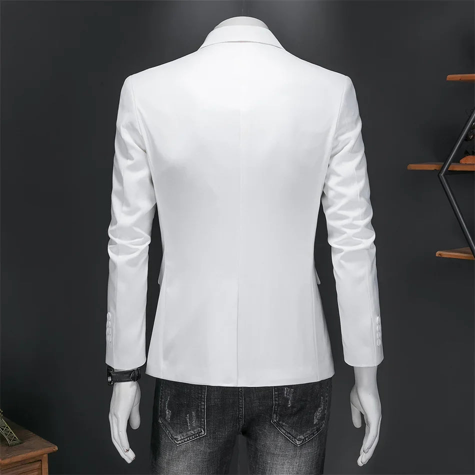 15-color boutique fashion suit 6XL men's slim groom wedding suit jacket business office suit casual solid color suit jacket
