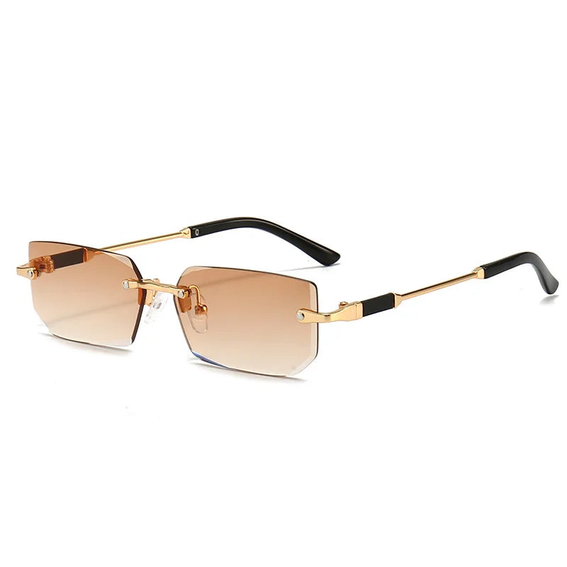 Fashion Rimless Rectangle Sunglasses Popular Women Men Shades Small Square Sun Glasses For Female Male Summer Traveling glasses