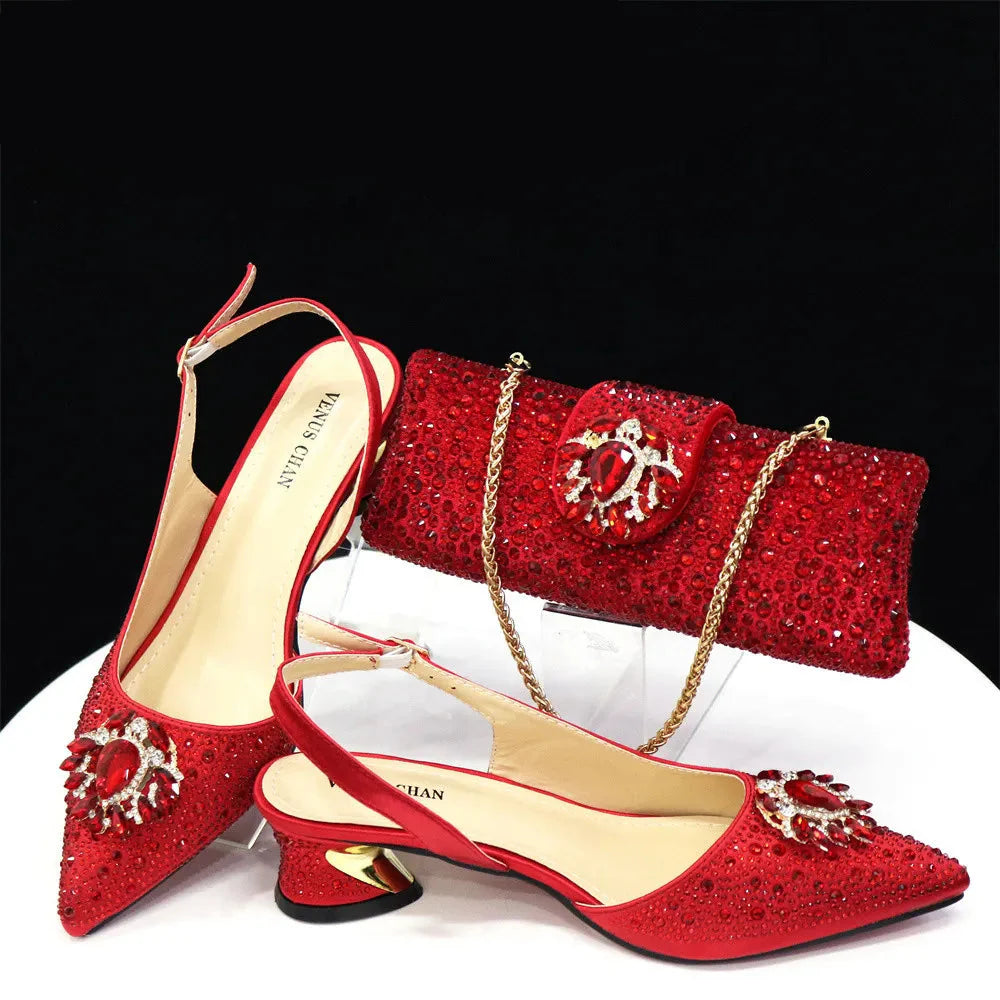 Venus Chan Fashionable Red Color Pointed Top Ladies Shoes