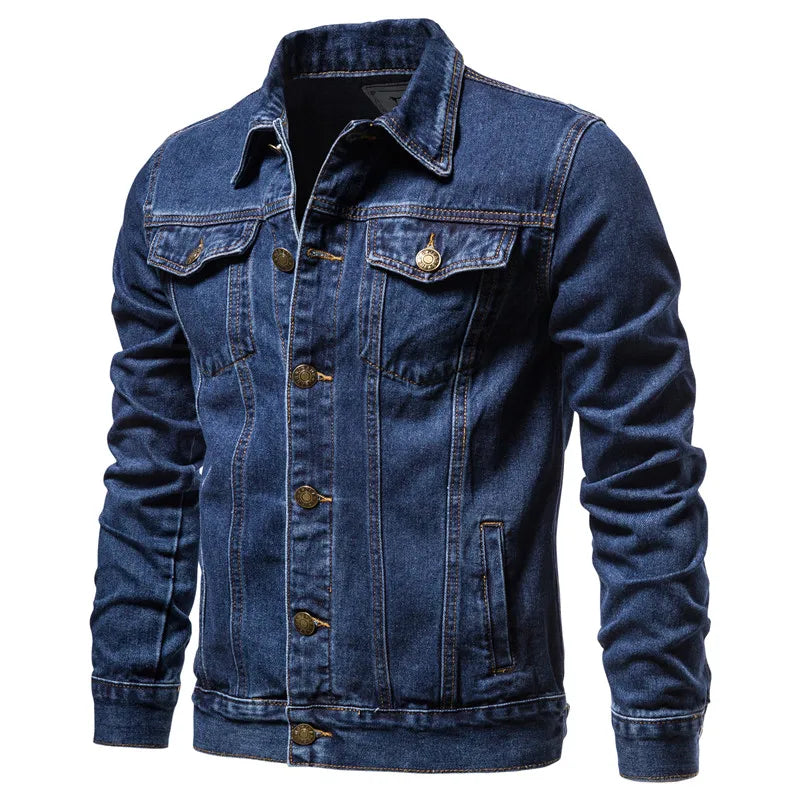 2026 New Autumn Men's Casual Workwear Jeans Jacket Loose Casual Versatile Youthful Male Solid Color Tops Dnim Mens Outwear