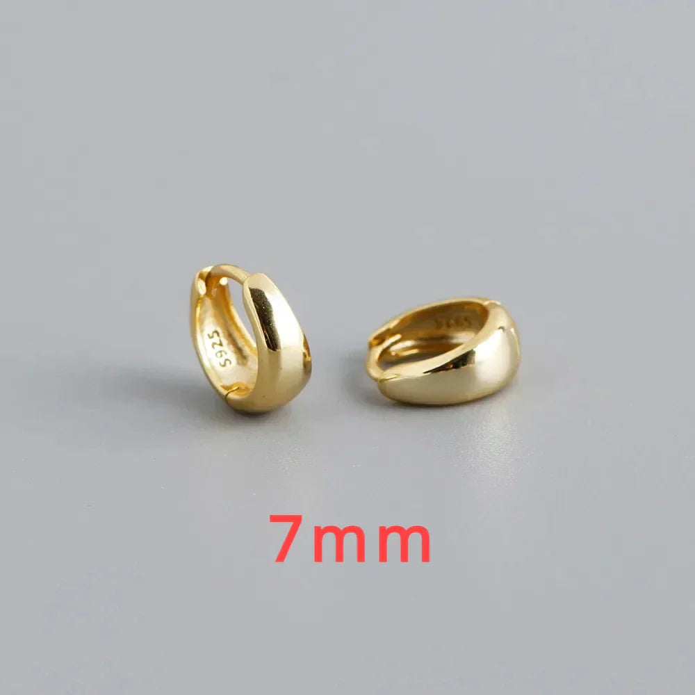 100% 925 Sterling Silver 18K 6/7/8/9/10mm Round Hoop Earrings for Women Classic Fine Jewelry Minimalist Accessories