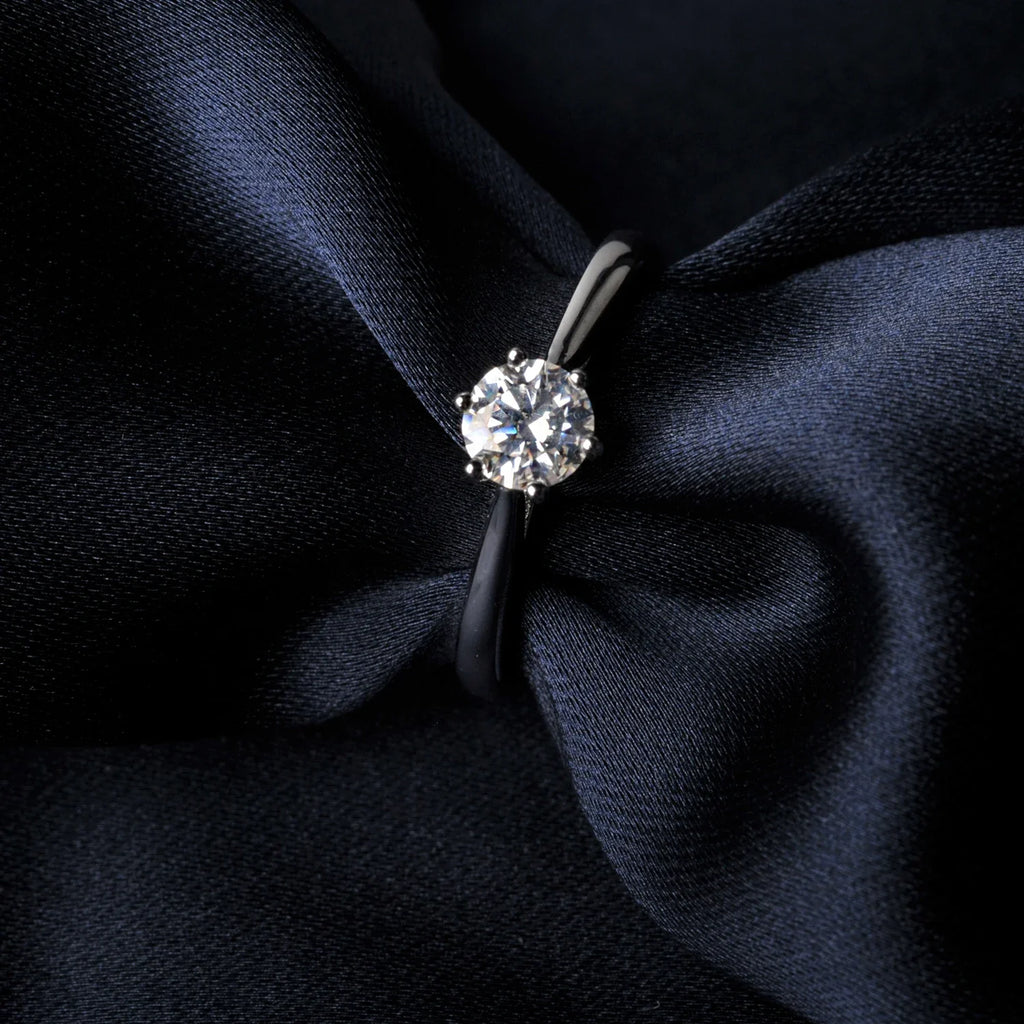 Moissanite D Color 0.5ct 1ct 2ct Round Cut S925 Sterling Silver Solitaire Wedding Engagement Ring for Women