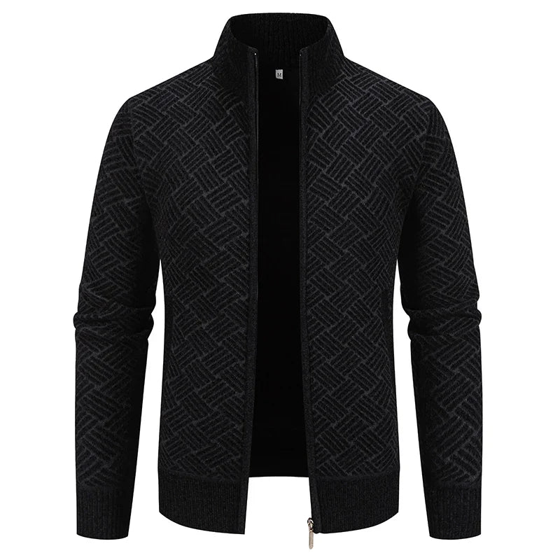 Mens Thickened Cardigan Full Zipper Fleeced Sweaters Knit Jackets Hooded Sweater Coat Autumn Winter Padded Clothes