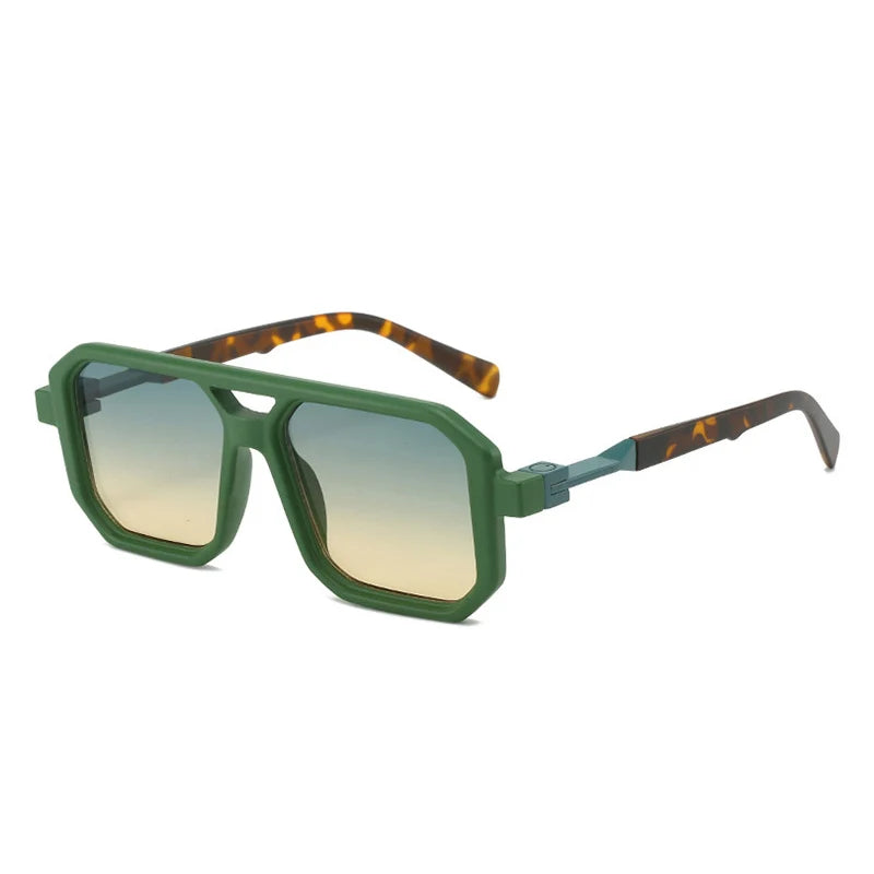 New Double Bridges Square Sunglasses Women Fashion Gradient Shades UV400 Retro Polygon Men Sun Glasses