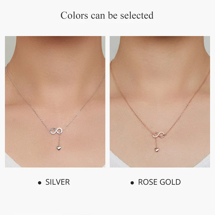 100% 925 Sterling Silver Infinity Love Pendant Necklaces Forever Love Neck Chain for Women Gift Fine Jewelry SCN223